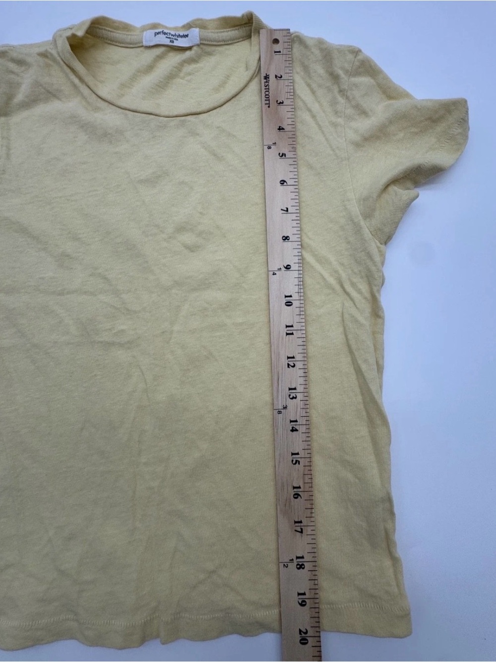 perfectwhitetee light yellow harley cotton boxy crewneck tee XS - Picture 5 of 6